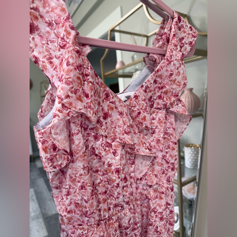 Grace Karin Pink and White Floral Flutter Sleeve Tank Top Blouse | Small | NWT - Picture 8 of 11